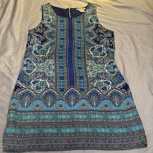 Artisan NY Chic Blue Patterned Sleeveless Dress